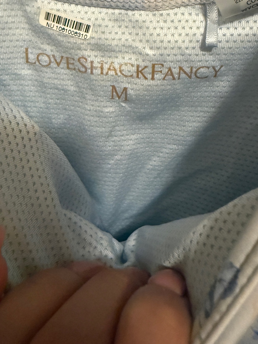 LovesShackFancy | Floral Sleeveless Romper in White and Light Blue - Picture 2 of 2